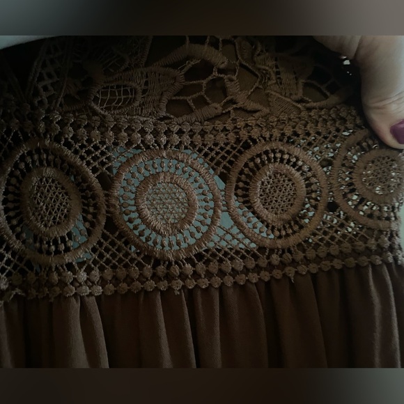 Beautiful Women's Boho Brown Sleeveless Maxi Dress with Lace Detail - rue21 - Picture 4 of 7